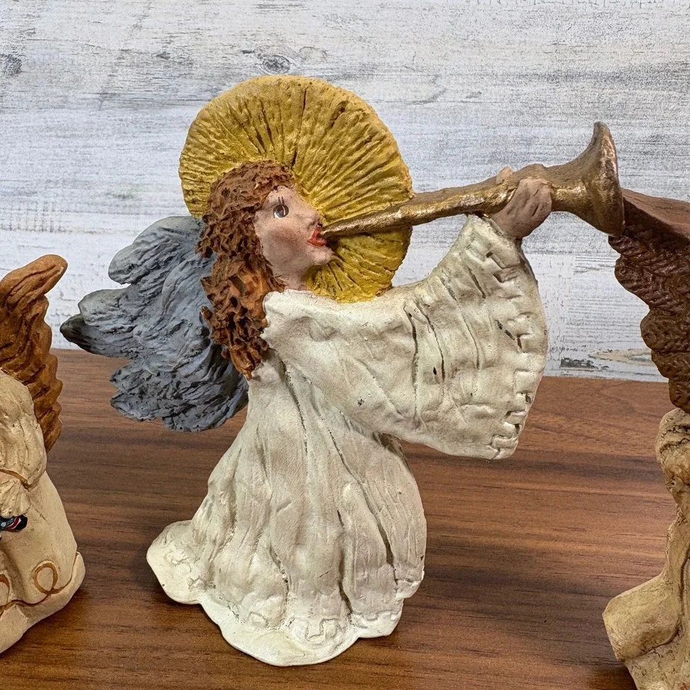 JUNE MCKENNA Vintage 1988-1992 Resin Figurine Christmas Angels Lot of 4